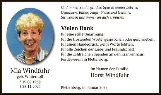 Traueranzeige von Horst Windfuhr von WA