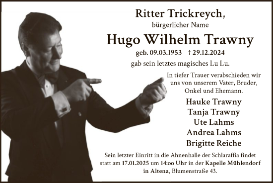 Traueranzeige von Hugo Wilhelm Trawny von WA