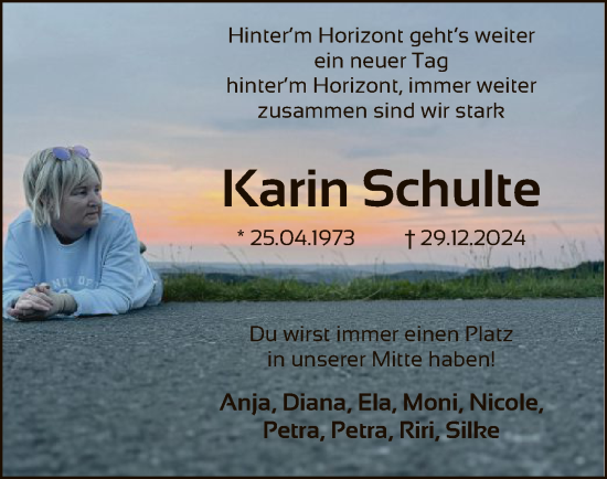 Traueranzeige von Karin Schulte von WA