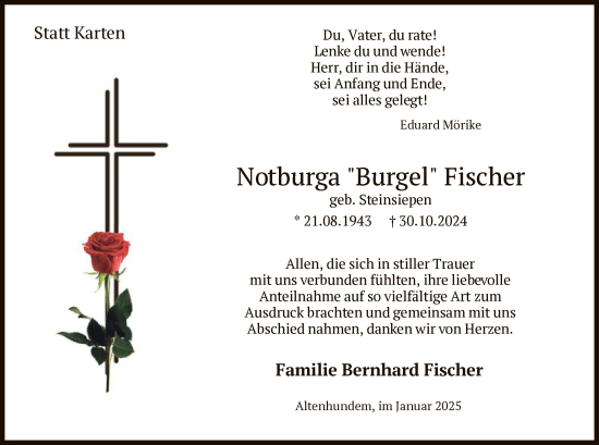 Traueranzeige von Notburga Fischer von WA