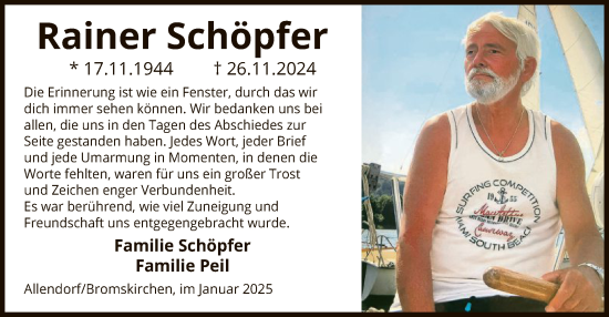 Traueranzeige von Rainer Schöpfer von WA