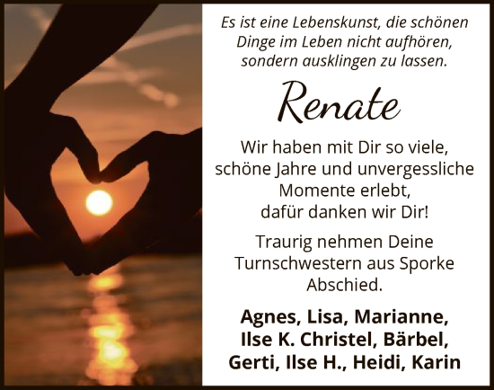 Traueranzeige von Renate  von WA