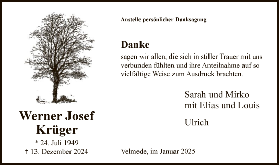 Traueranzeige von Werner Josef Krüger von WA