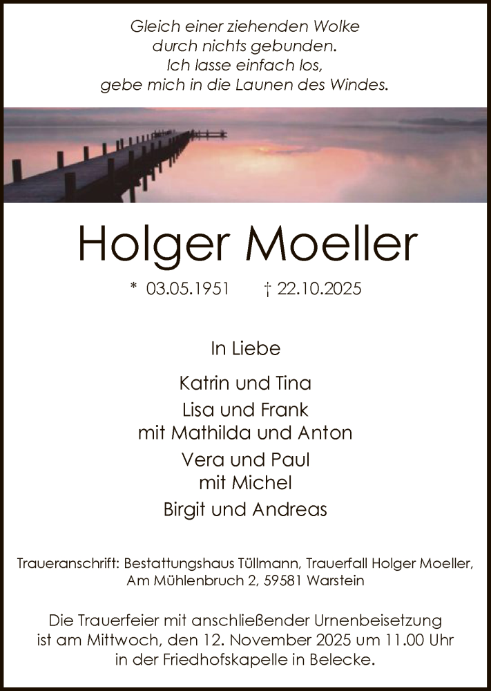  Traueranzeige für Holger Moeller vom 29.10.2025 aus HASO