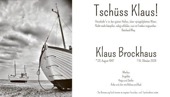 Traueranzeige von Klaus Brockhaus von HALN