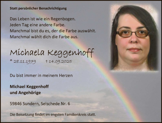 Traueranzeige von Michaela Keggenhoff von HASK