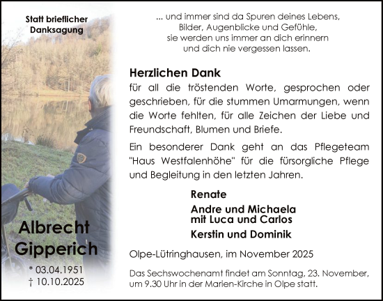 Traueranzeige von Albrecht Gipperich von HASK