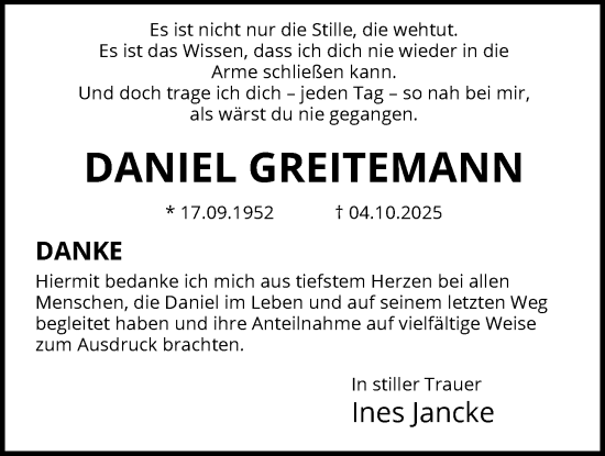 Traueranzeige von Daniel Greitemann von HASK