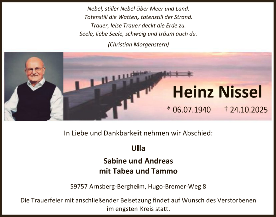Traueranzeige von Heinz Nissel von HASK