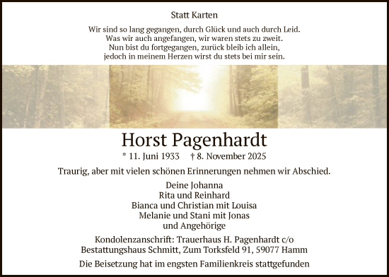 Traueranzeige von Horst Pagenhardt von HAWA