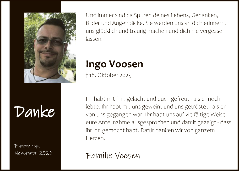  Traueranzeige für Ingo Voosen vom 22.11.2025 aus HASK