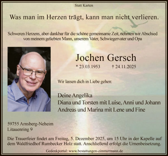 Traueranzeige von Jochen Gersch von HASK