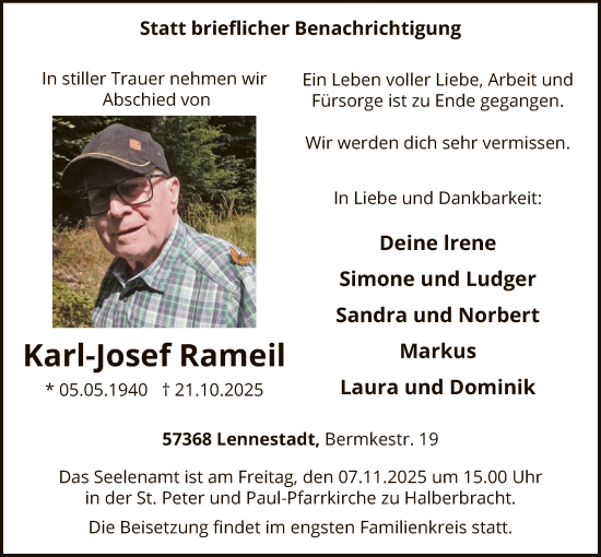 Traueranzeige von Karl-Josef Rameil von HASK