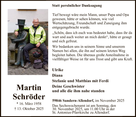 Traueranzeige von Martin Schröder von HASK