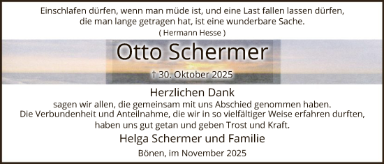 Traueranzeige von Otto Schermer von HAWA