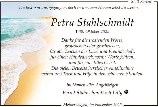 Traueranzeige von Petra Stahlschmidt von HALN