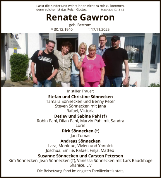 Traueranzeige von Renate Gawron von HALN