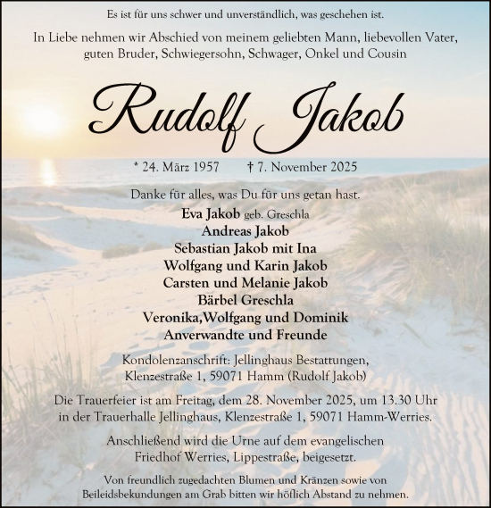 Traueranzeige von Rudolf Jakob von HAWA