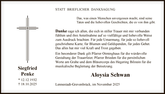 Traueranzeige von Siegfried Penke von HASK