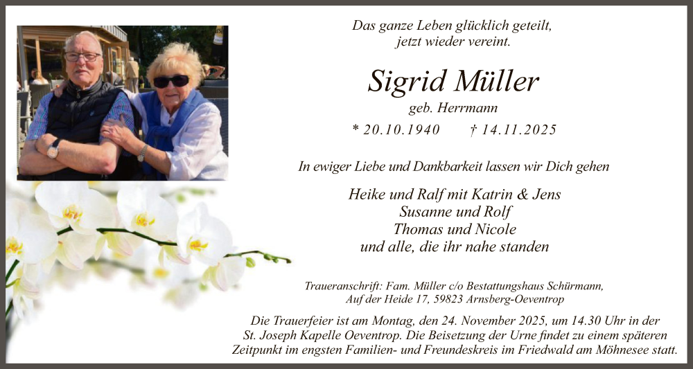  Traueranzeige für Sigrid Müller vom 22.11.2025 aus HASK