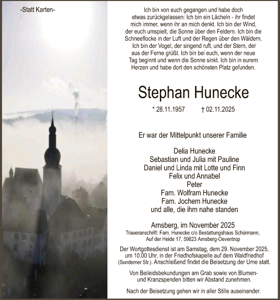 Traueranzeige von Stephan Hunecke von HASK