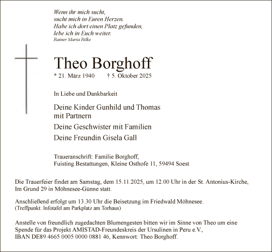 Traueranzeige von Theo Borghoff von HASO
