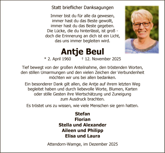 Traueranzeige von Antje Beul von HASK