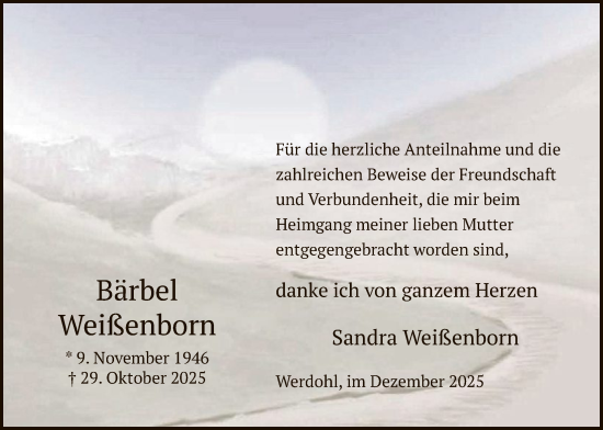 Traueranzeige von Bärbel Weißenborn von HALN