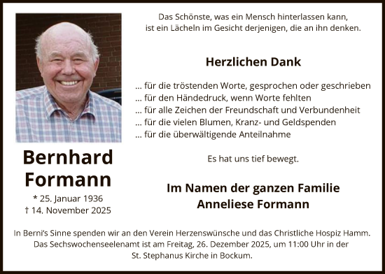 Traueranzeige von Bernhard Formann von HAWA