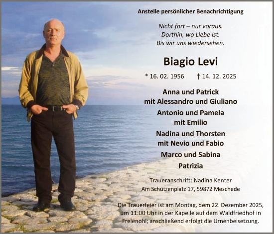 Traueranzeige von Biagio Levi von HASK
