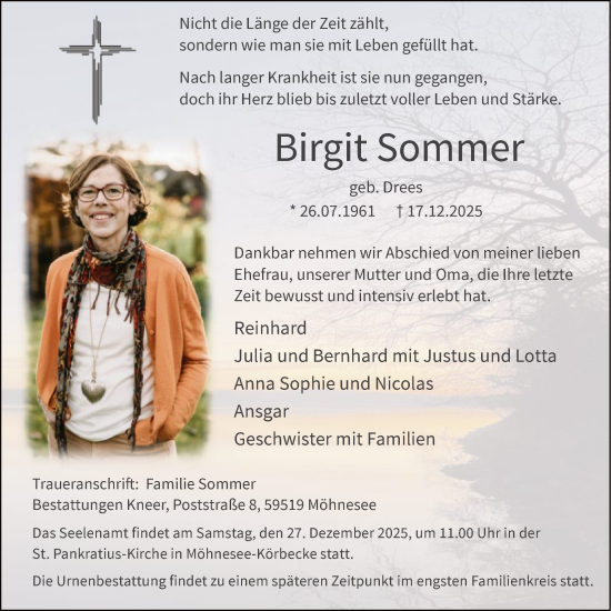Traueranzeige von Birgit Sommer von HASO