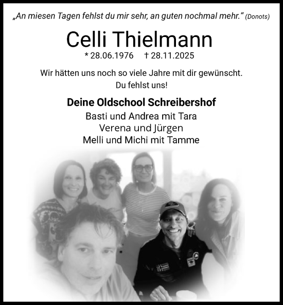 Traueranzeige von Celli Thielmann von HASK