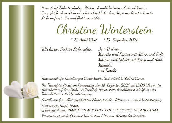 Traueranzeige von Christine Winterstein von HAWA