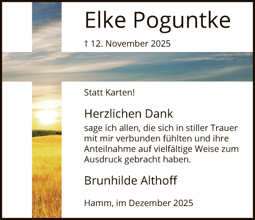 Traueranzeige für Elke Poguntke vom 20.12.2025 aus HAWA