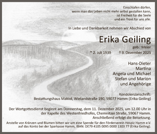 Traueranzeige von Erika Geiling von HAWA