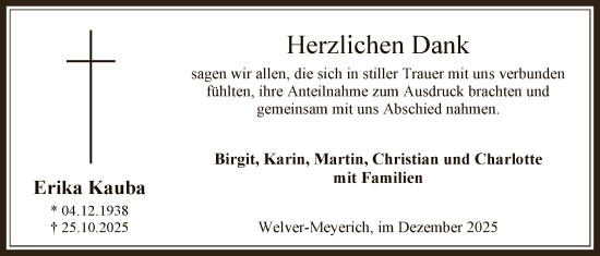 Traueranzeige von Erika Kauba von HASO