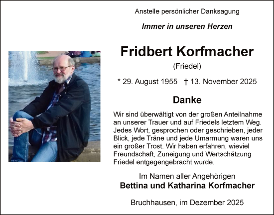 Traueranzeige von Fridbert Korfmacher von HASK