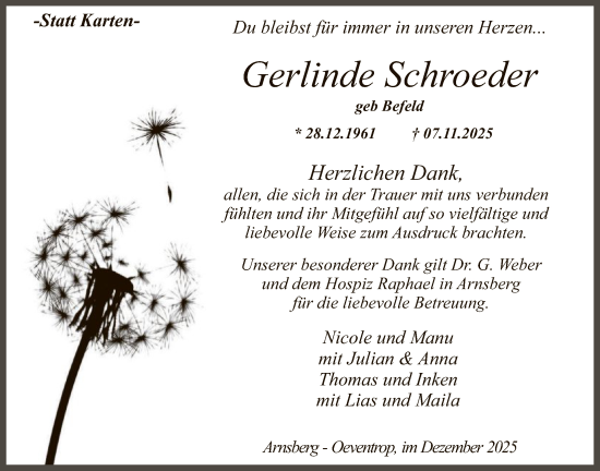 Traueranzeige von Gerlinde Schroeder von HASK