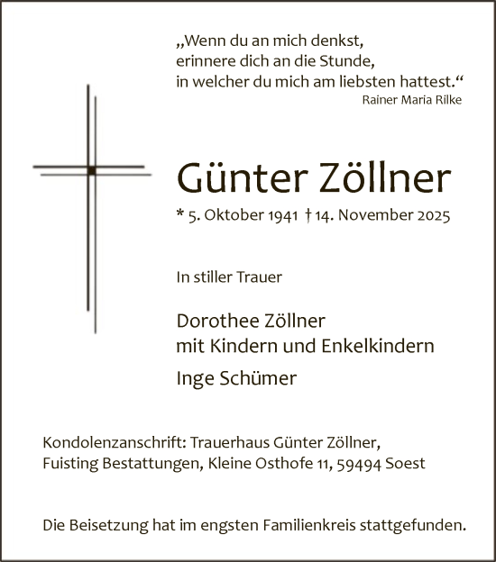 Traueranzeige von Günter Zöllner von HASO