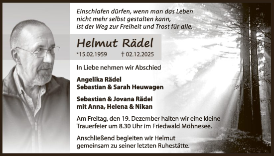 Traueranzeige von Helmut Rädel von HASO