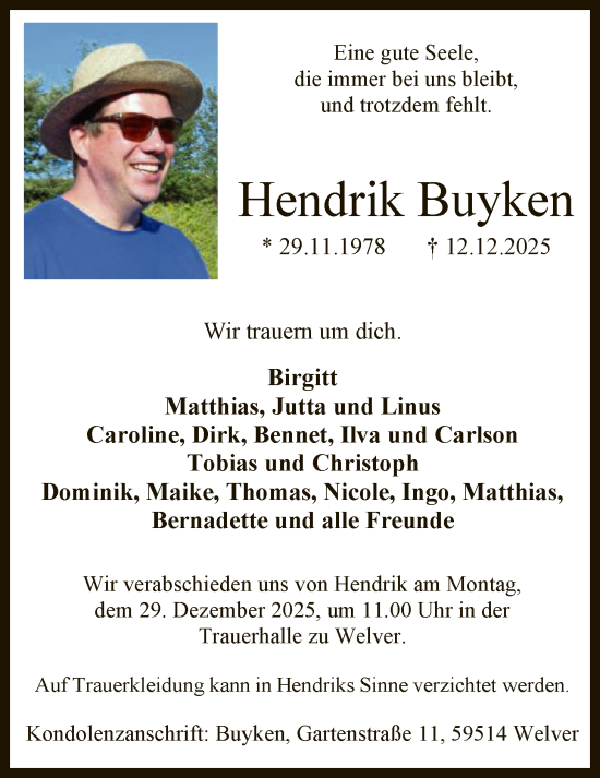 Traueranzeige von Hendrik Buyken von HASO