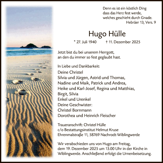Traueranzeige von Hugo Hülle von HALN