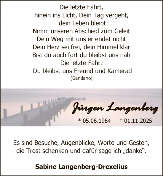 Traueranzeige von Jürgen Langenberg von HASK