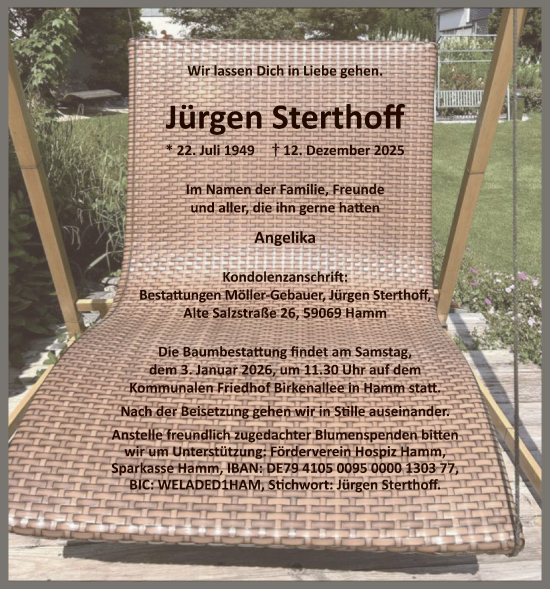 Traueranzeige von Jürgen Sterthoff von HAWA