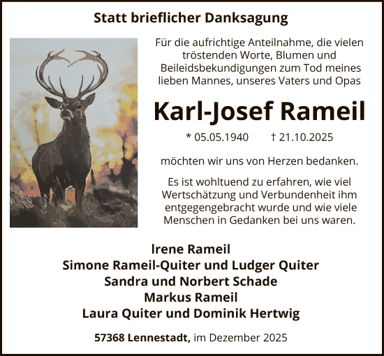 Traueranzeige von Karl-Josef Rameil von HASK