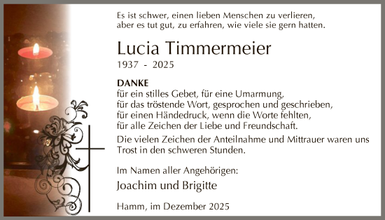 Traueranzeige von Lucia Timmermeier von HAWA