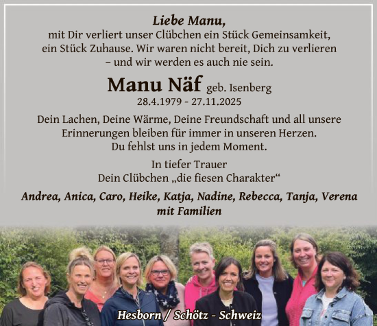 Traueranzeige von Manu Näf von HASK