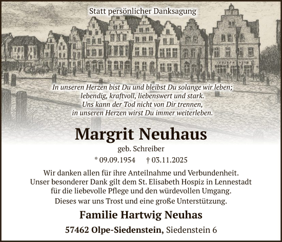 Traueranzeige von Margrit Neuhaus von HASK