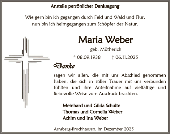 Traueranzeige von Maria Weber von HASK