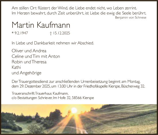 Traueranzeige von Martin Kaufmann von HALN
